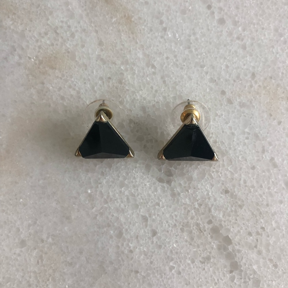 Earrings Triangle Black/Gold Studs